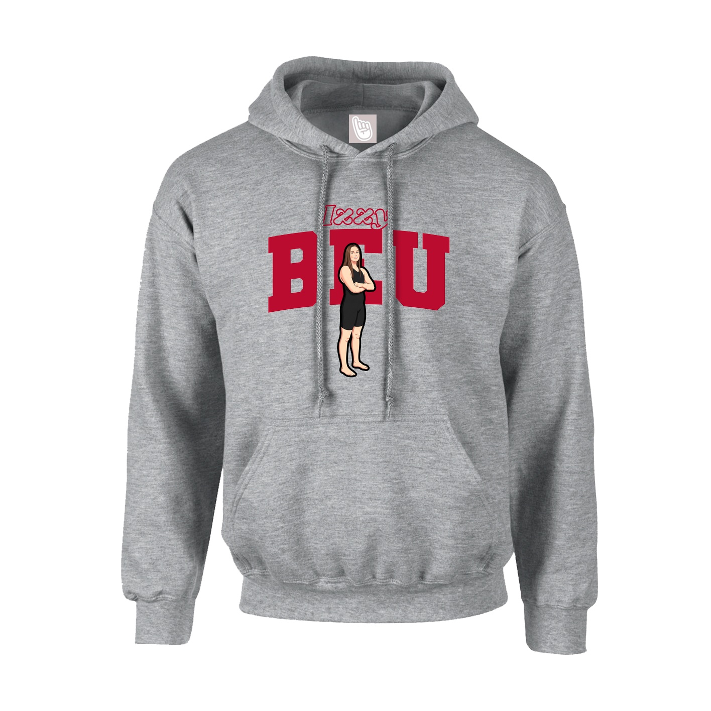 Youth Hoodie — Name Arch in Grey