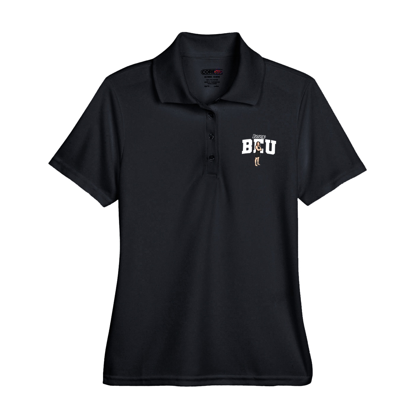Womens Performance Polo — Name Arch in Black