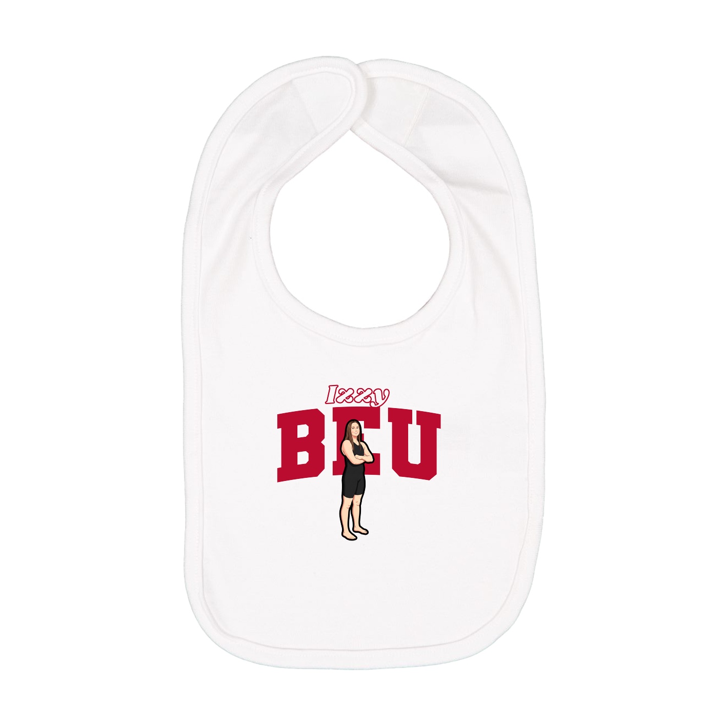 Infant Bib — Name Arch in White
