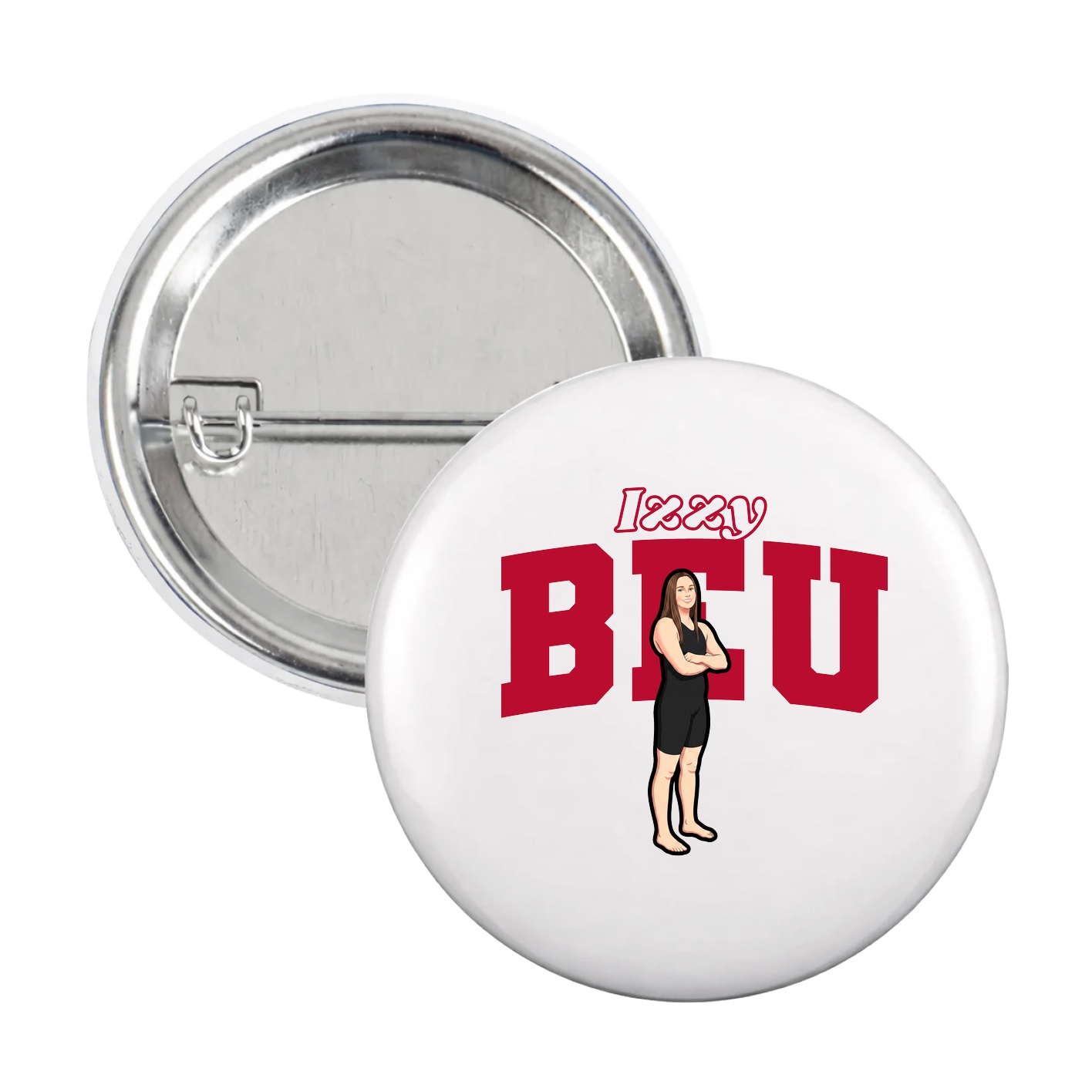 Game Day Button — Name Arch in White