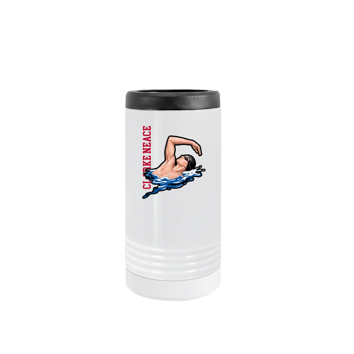 Slim Beverage Holder — Name Vertical in White