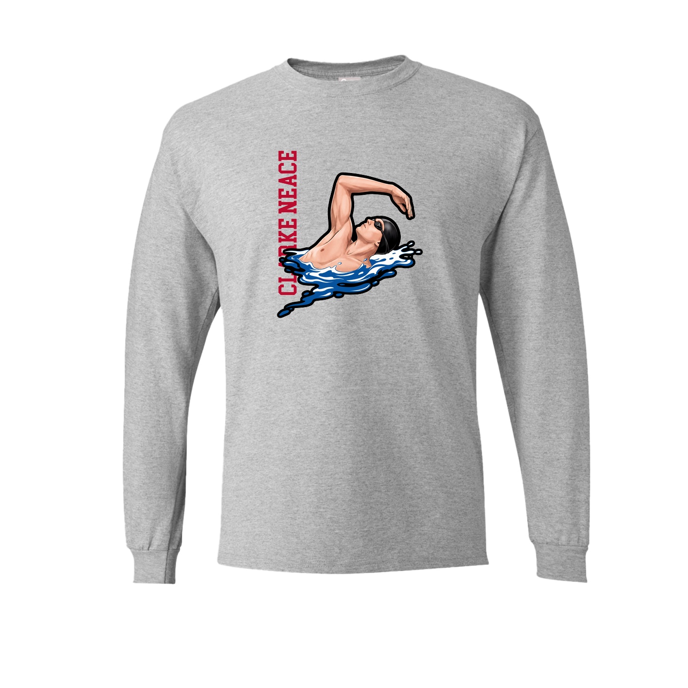 Long Sleeve Tee — Name Vertical in Grey