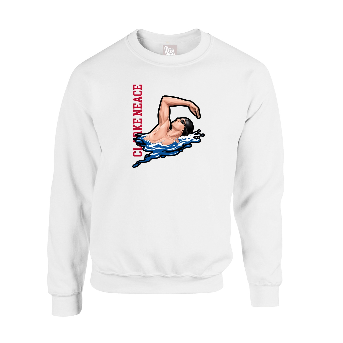 Fleece Crew — Name Vertical in White