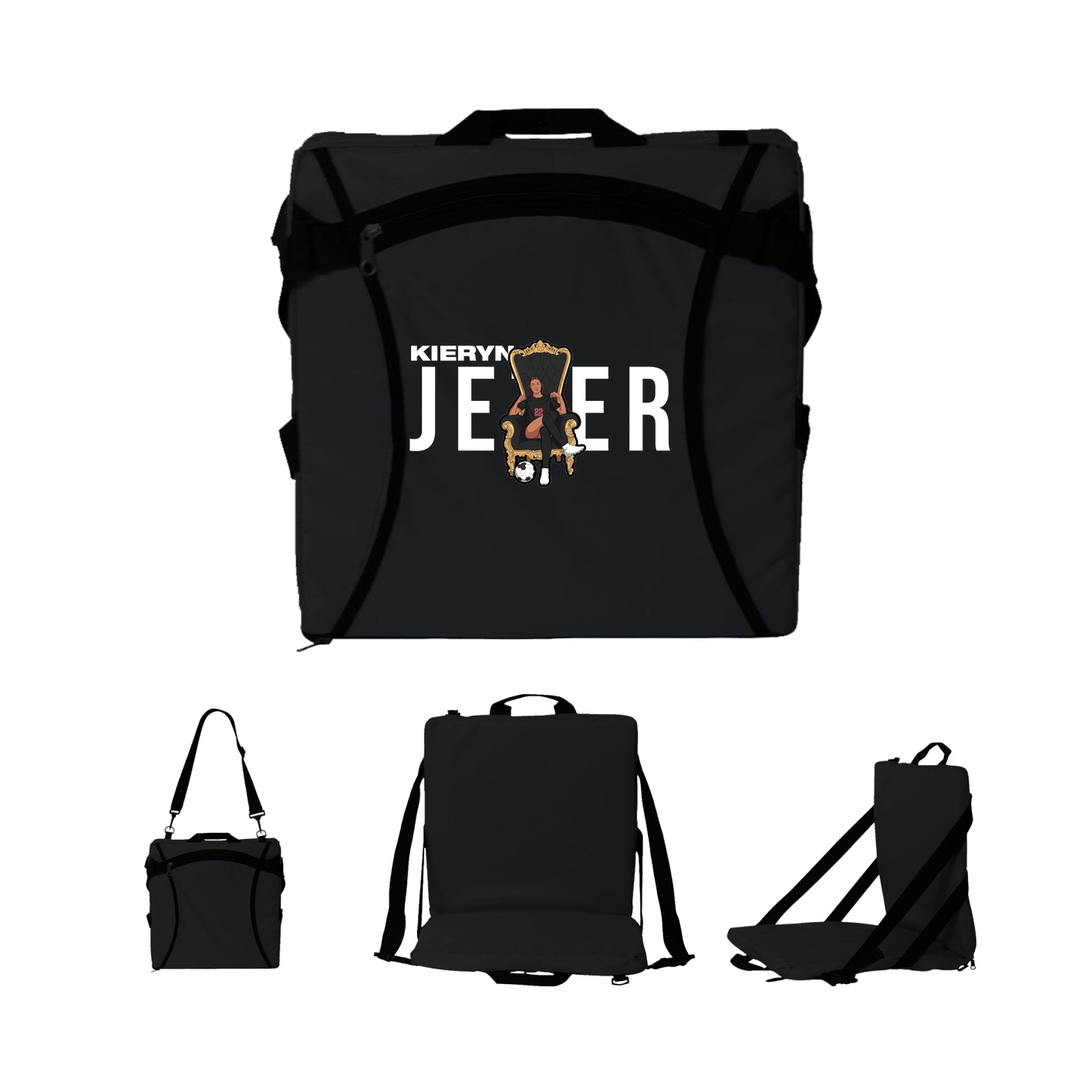 Folding Stadium Seat — Player Name in Black