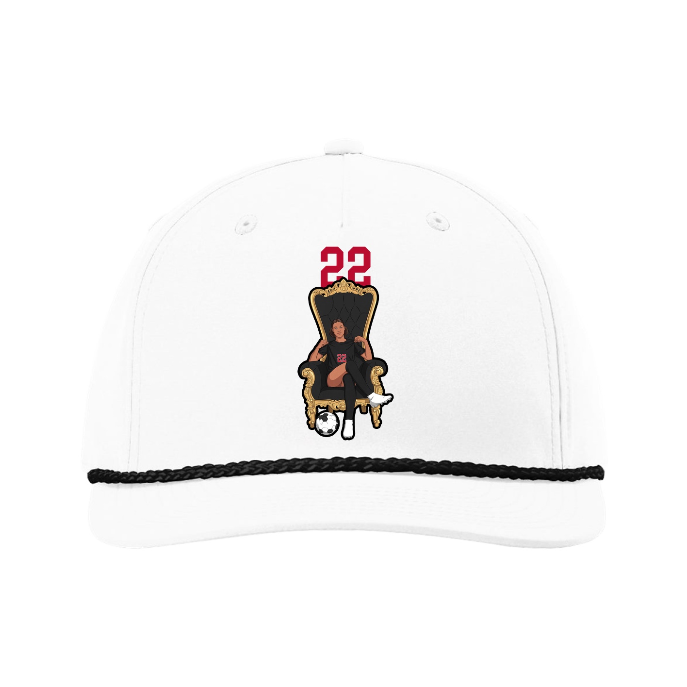 Five-Panel Classic Rope Cap — Number Top in White