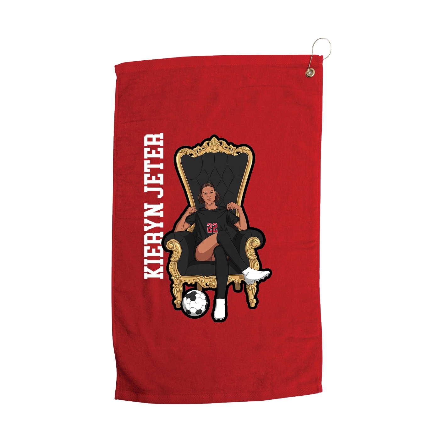 Golf Towel — Name Vertical in Red