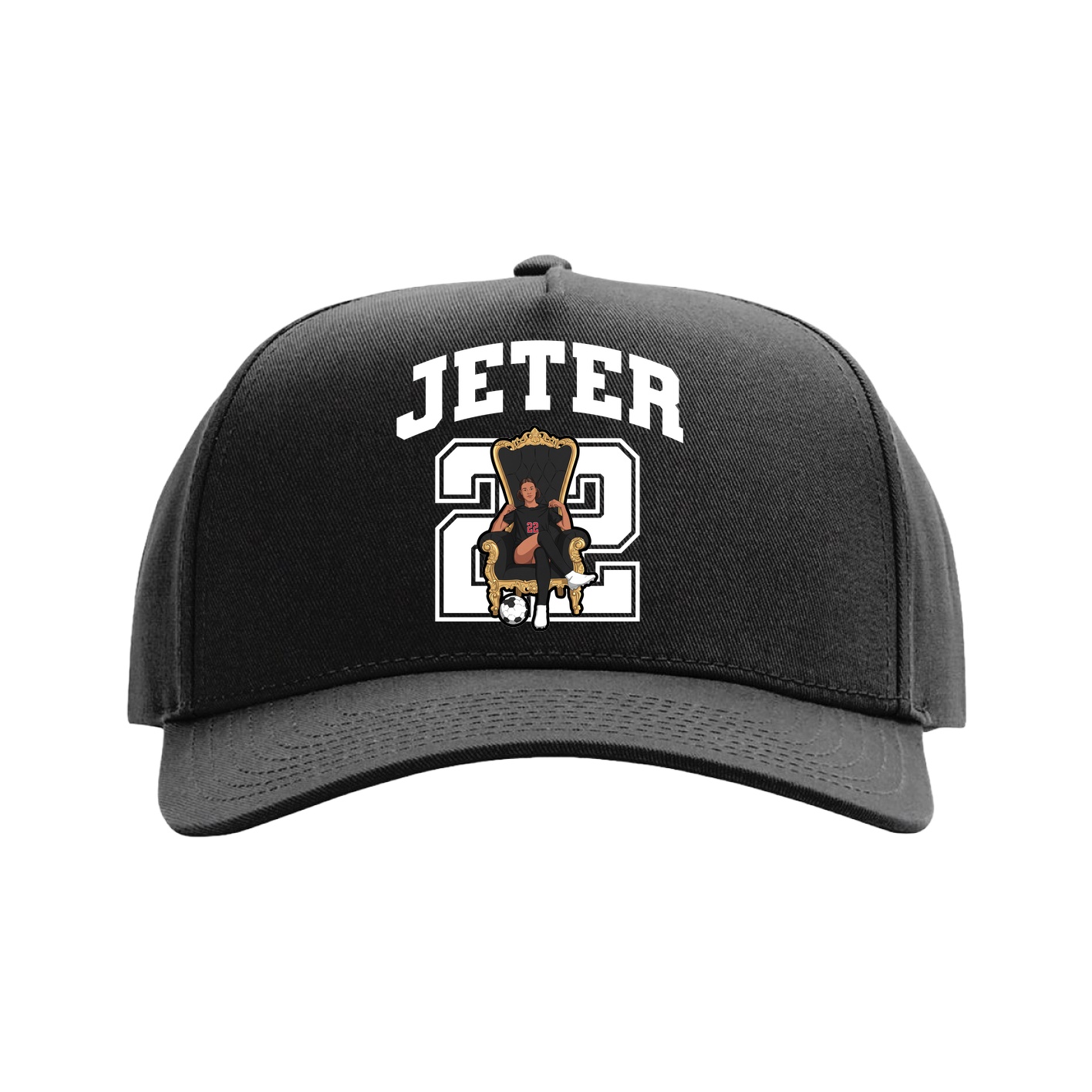 Full Fabric Five-Panel Champ Cap — Number in Black