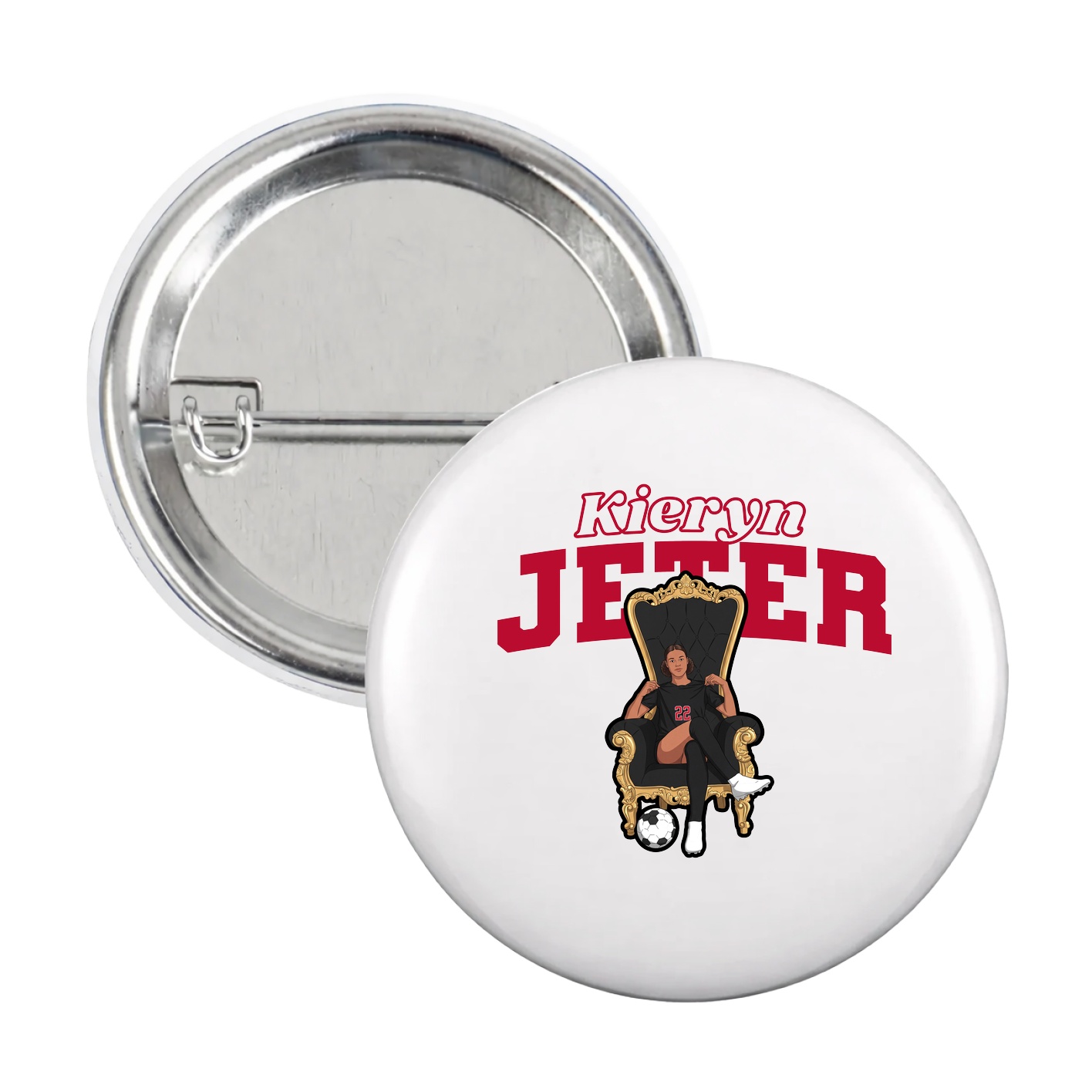 Game Day Button — Name Arch in White
