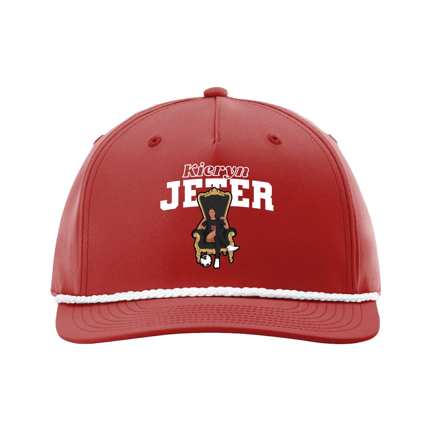 Five-Panel Classic Rope Cap — Name Arch in Red