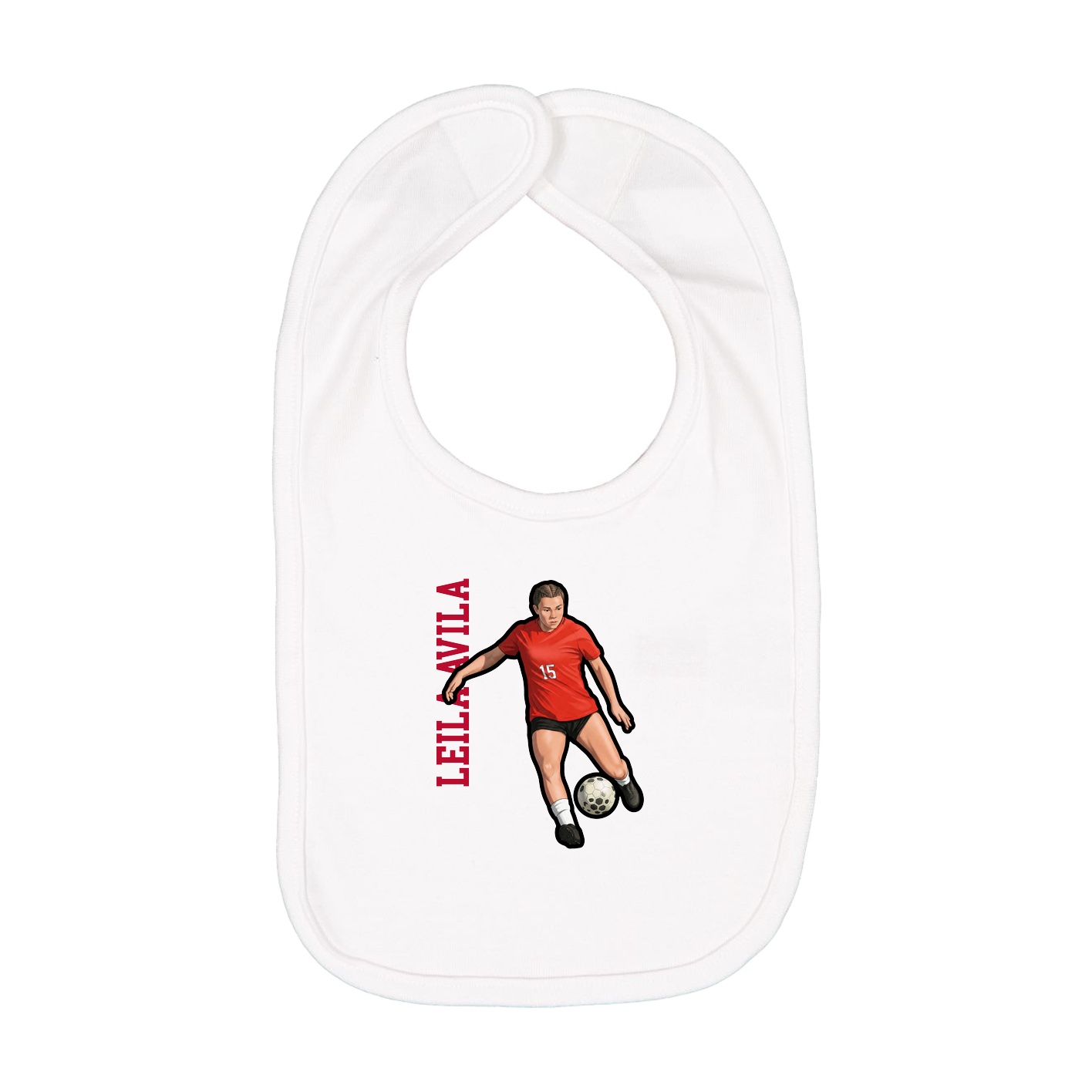 Infant Bib — Name Vertical in White