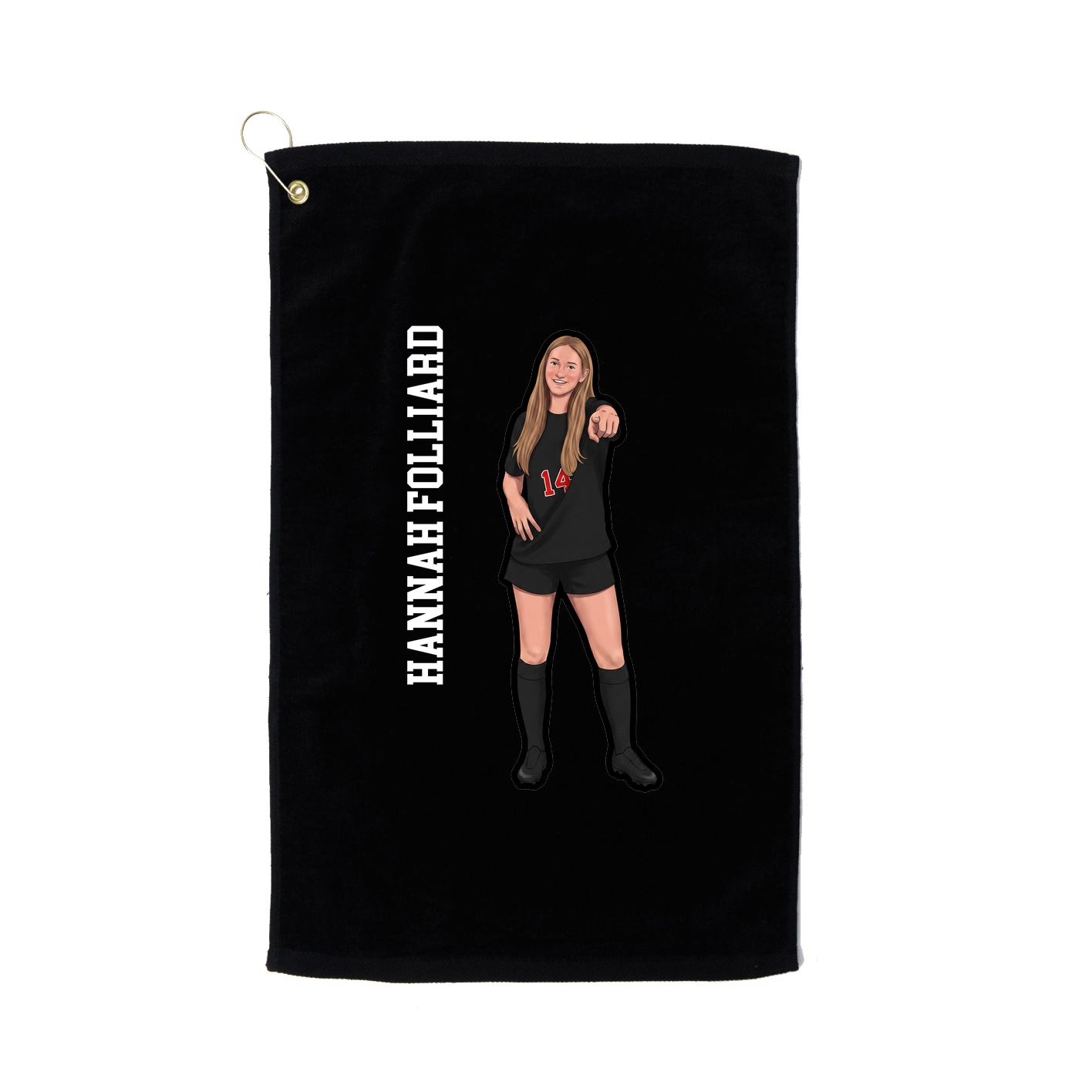 Golf Towel — Name Vertical in Black