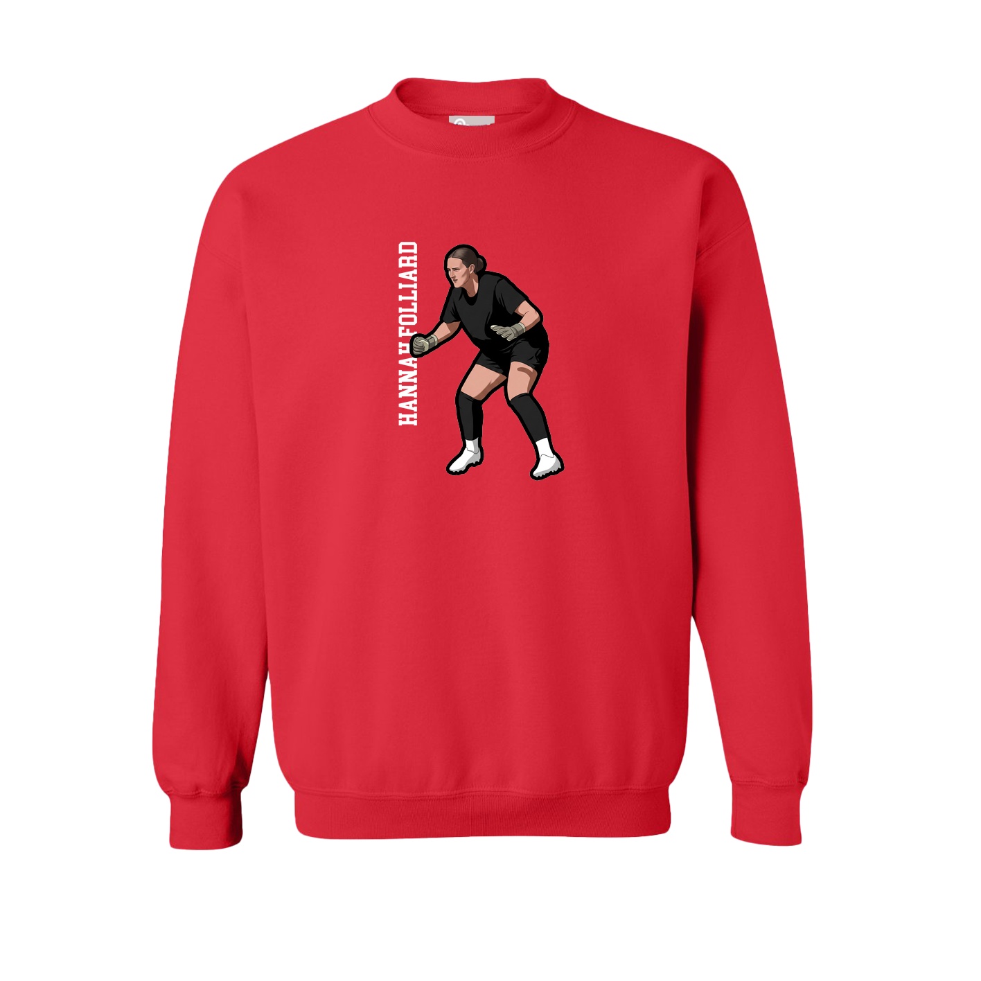 Fleece Crew — Name Vertical in Red
