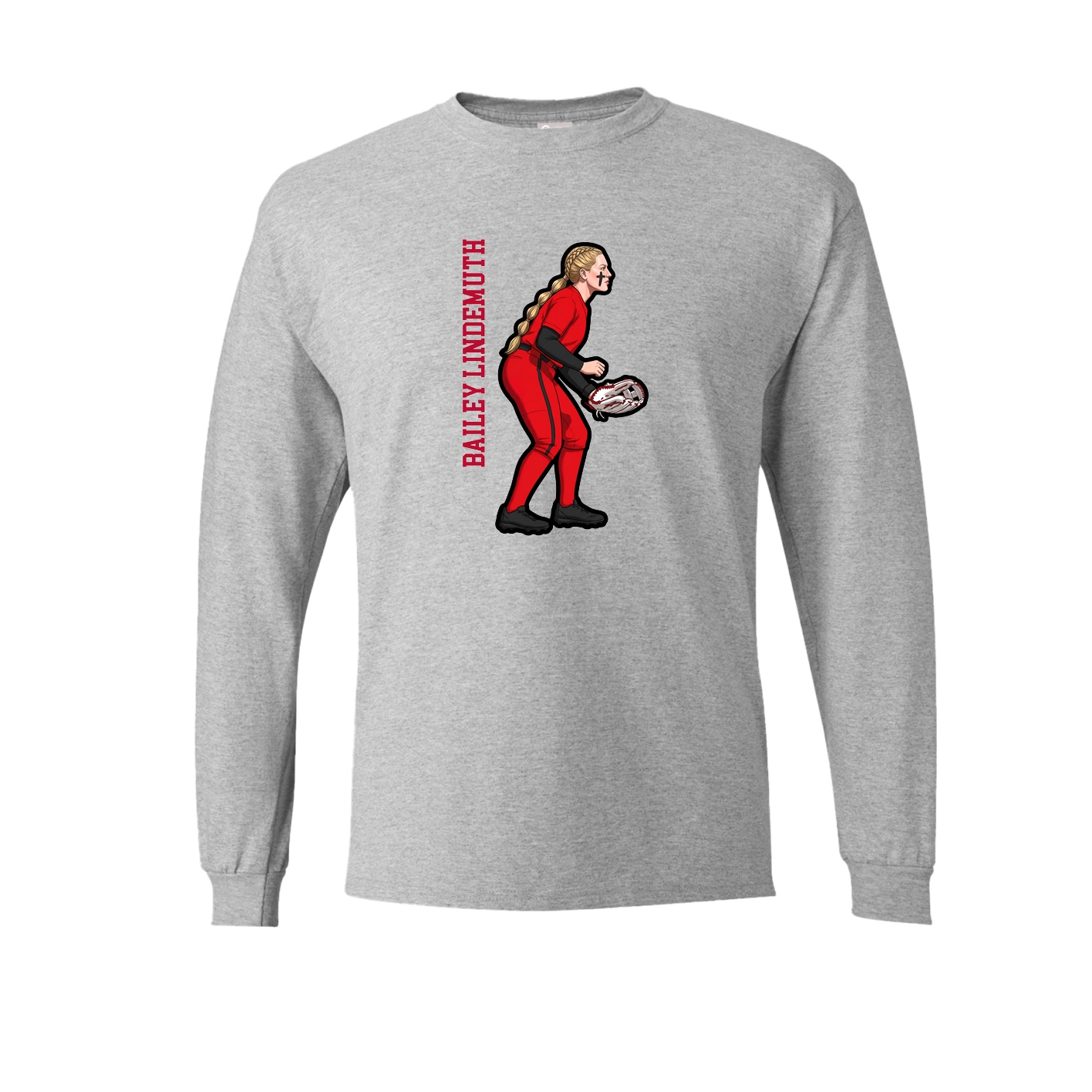 Long Sleeve Tee — Name Vertical in Grey