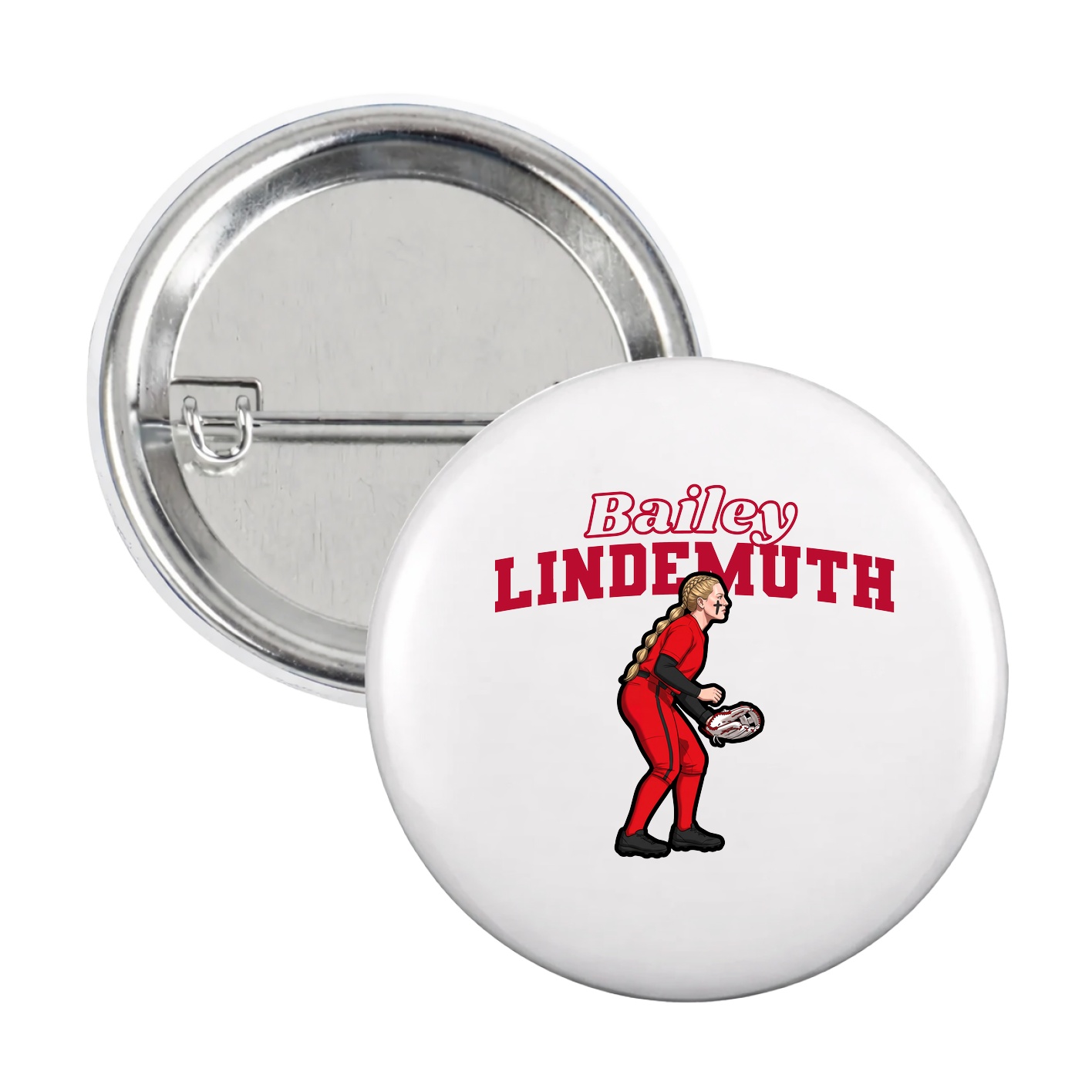 Game Day Button — Name Arch in White