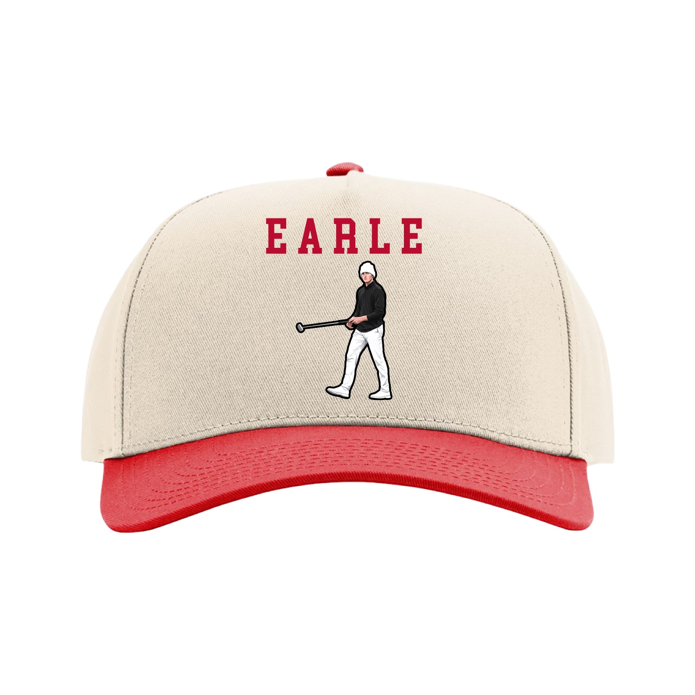 Full Fabric Five-Panel Champ Cap — Shirsey in Cream/Red