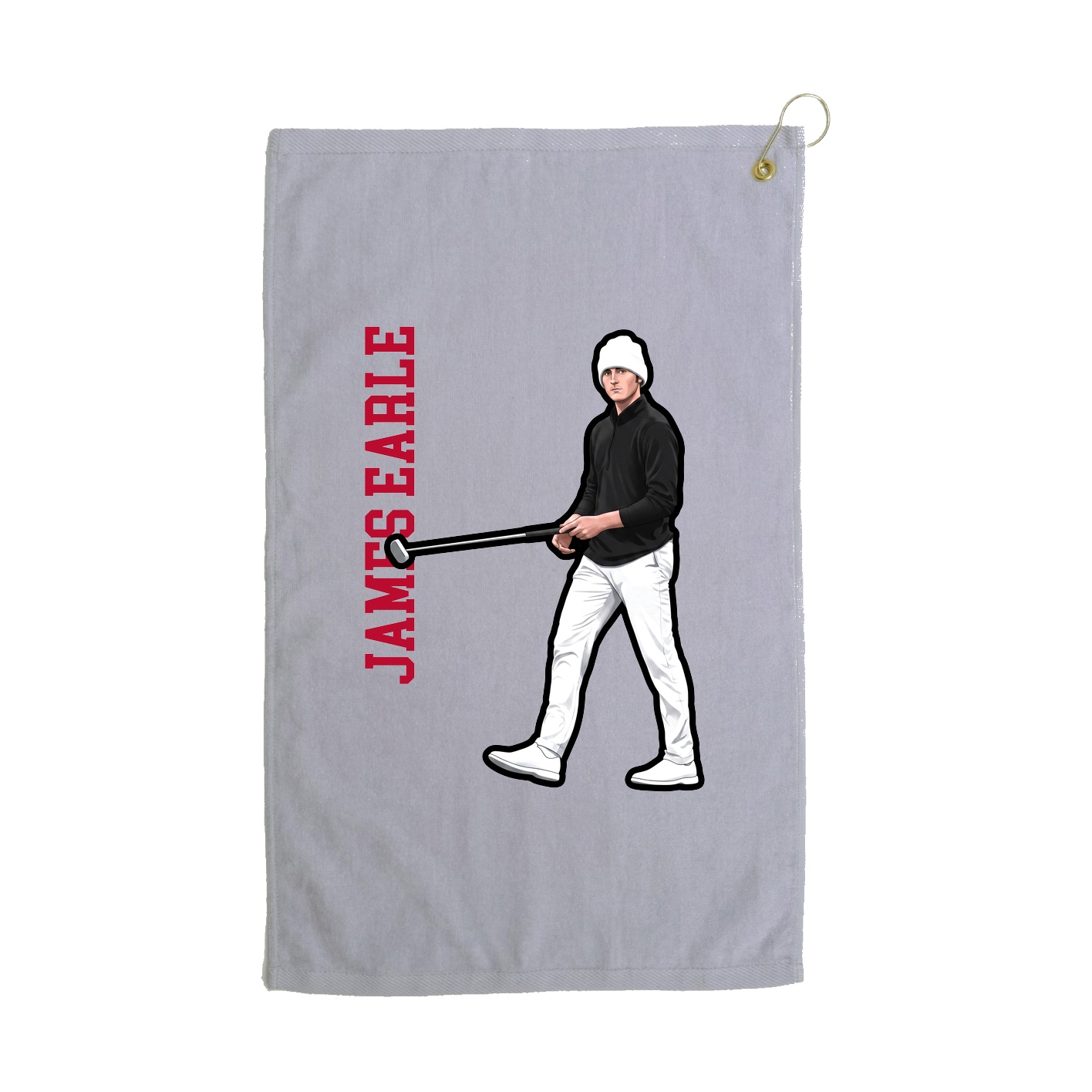 Golf Towel — Name Vertical in Grey