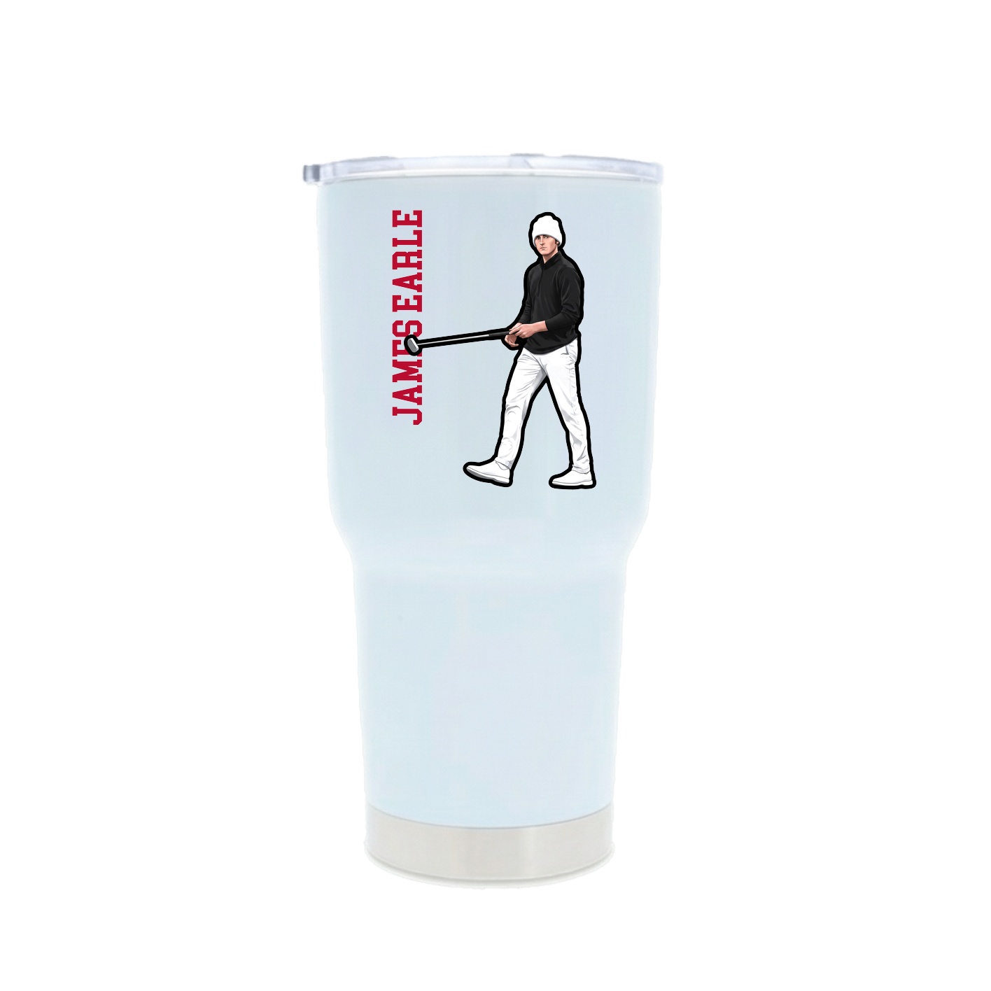 30oz Stainless Steel Tumbler — Name Vertical in White