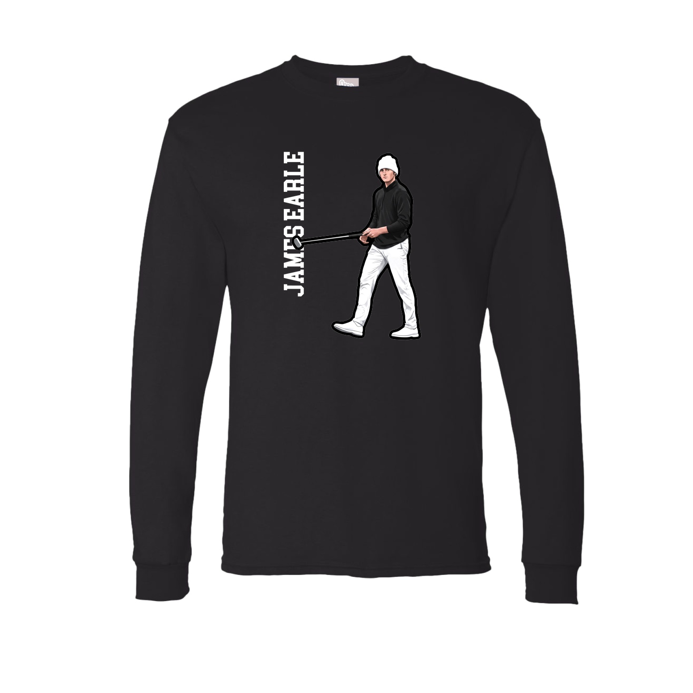 Long Sleeve Tee — Name Vertical in Black