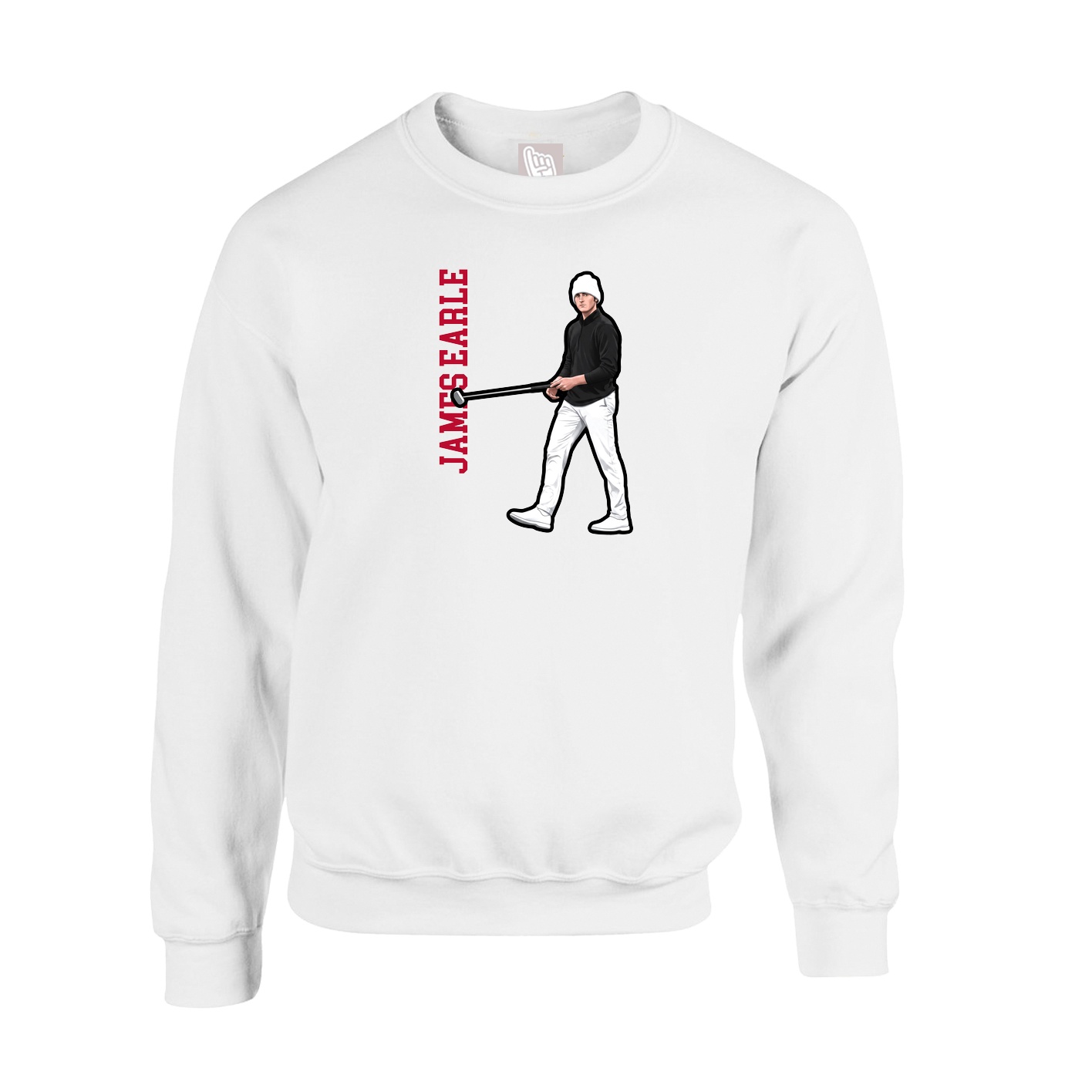Fleece Crew — Name Vertical in White