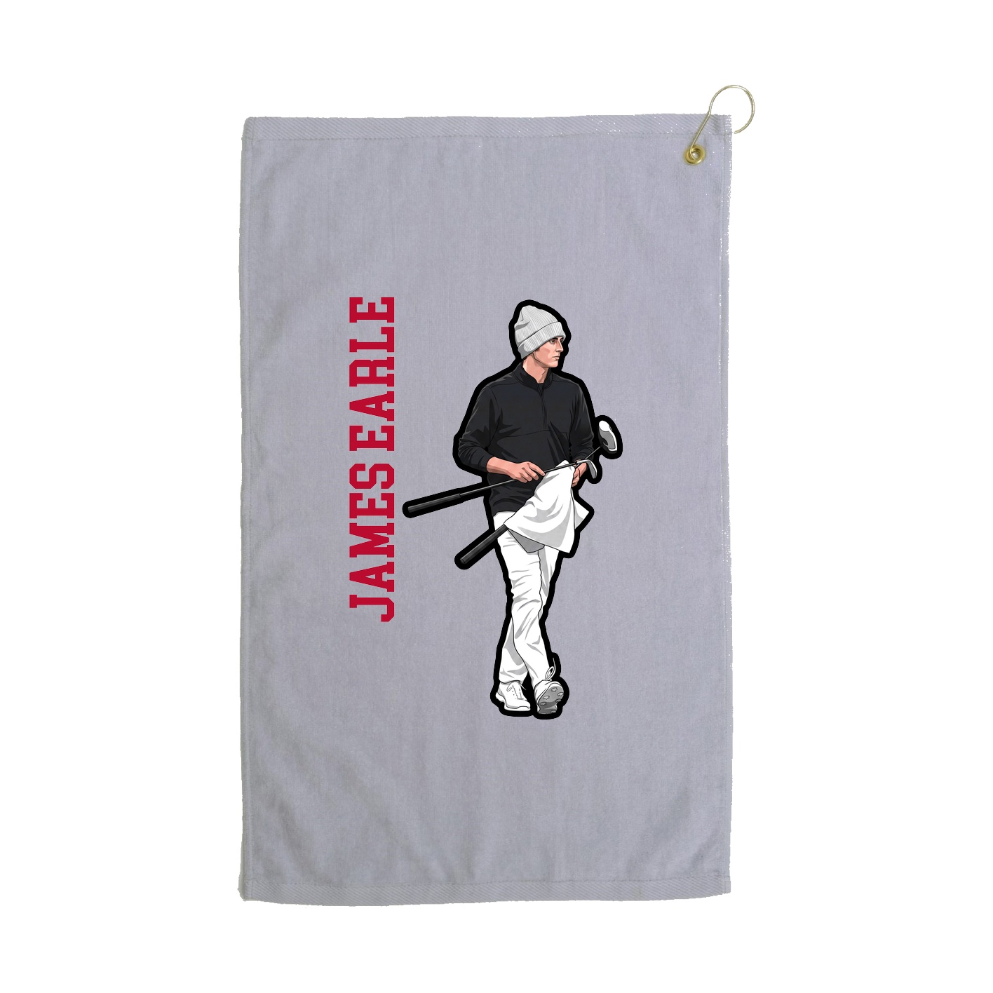 Golf Towel — Name Vertical in Grey