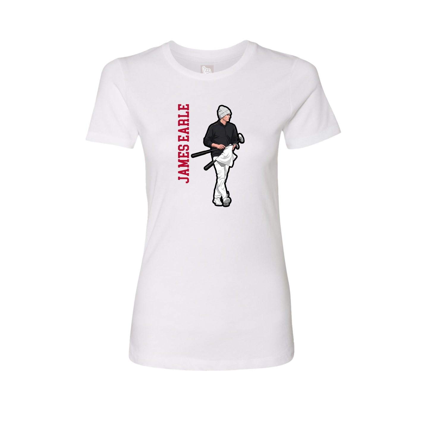 Fitted Women's Tee — Name Vertical in White