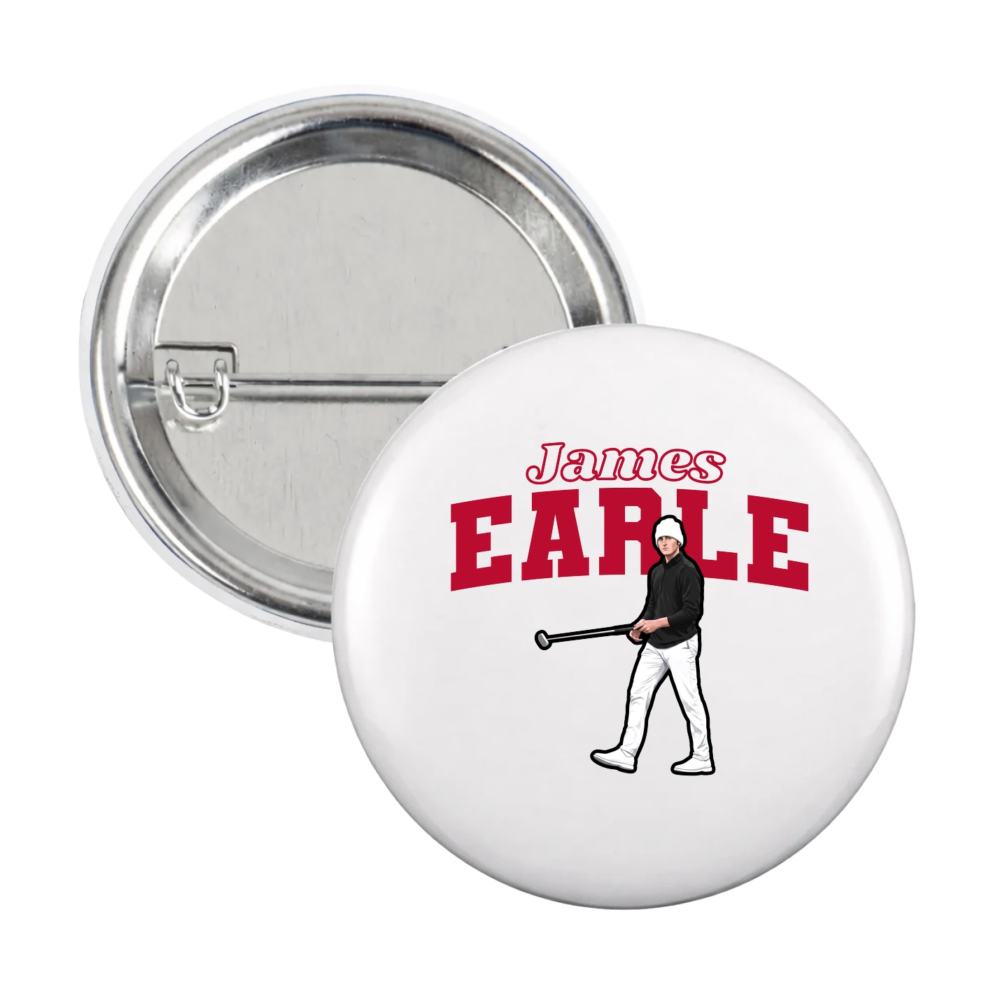 Game Day Button — Name Arch in White