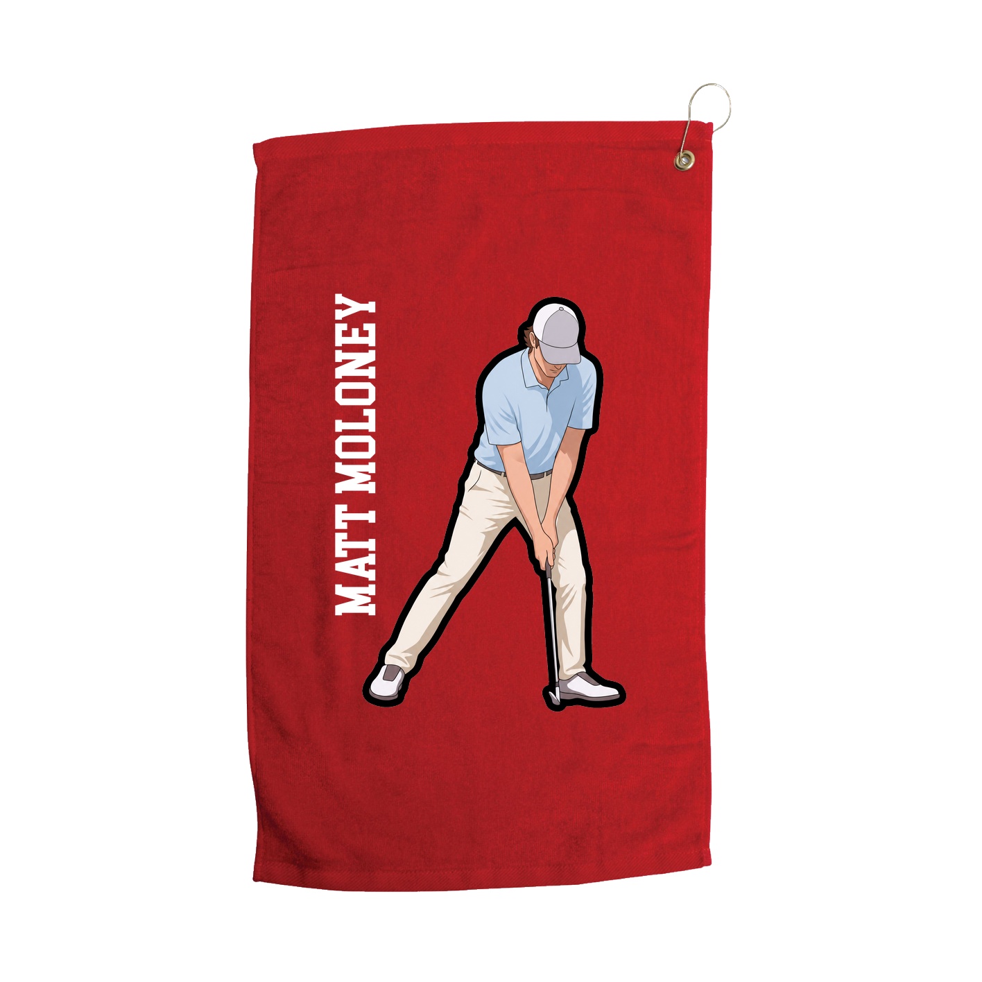 Golf Towel — Name Vertical in Red