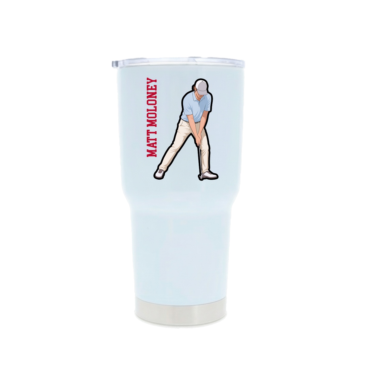 30oz Stainless Steel Tumbler — Name Vertical in White