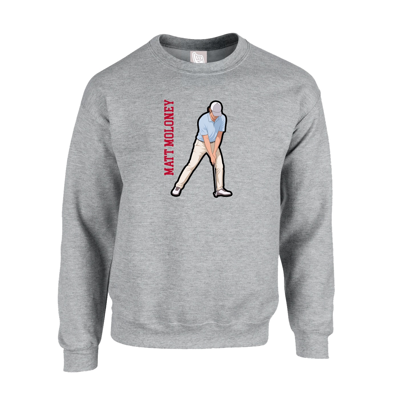 Fleece Crew — Name Vertical in Grey