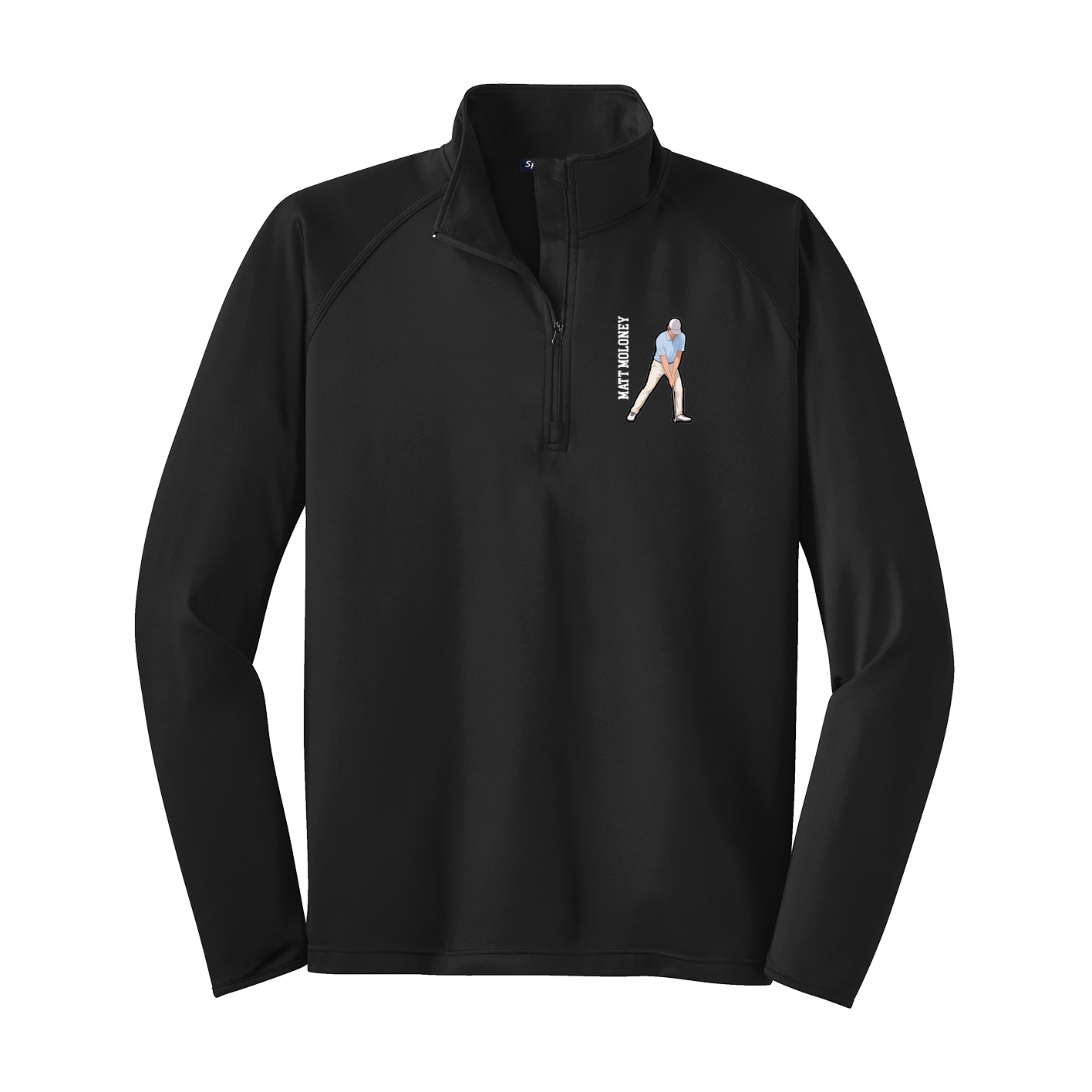 Q-Zip Pullover — Name Vertical in Black