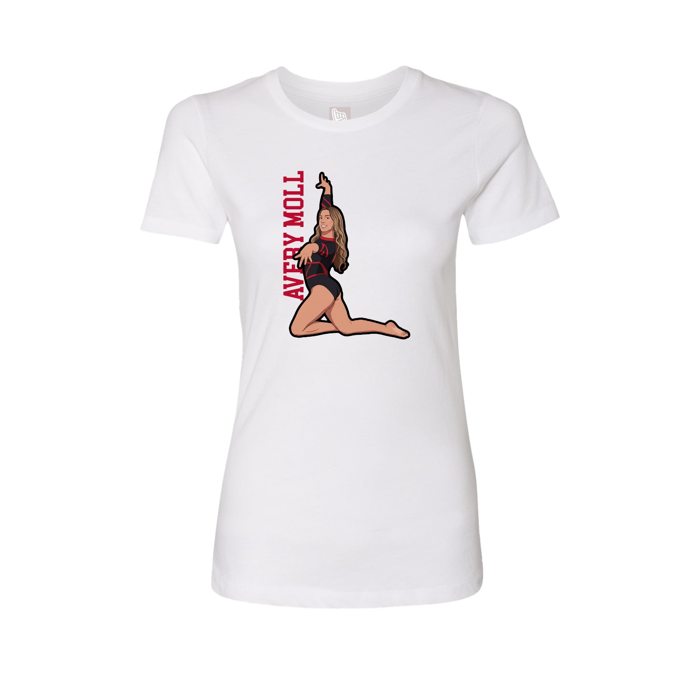 Fitted Women's Tee — Name Vertical in White