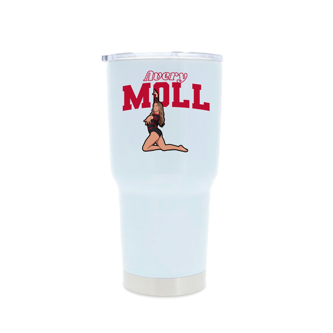 30oz Stainless Steel Tumbler — Name Arch in White