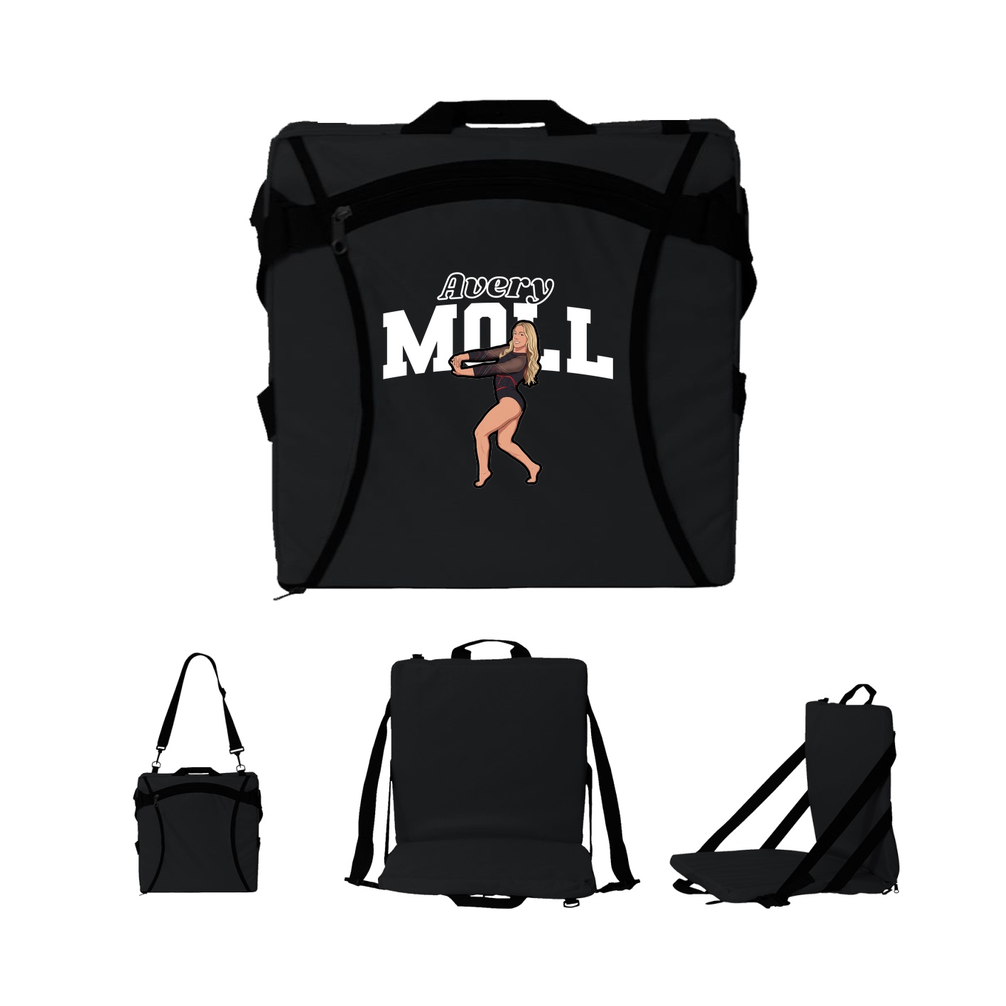 Folding Stadium Seat — Name Arch in Black