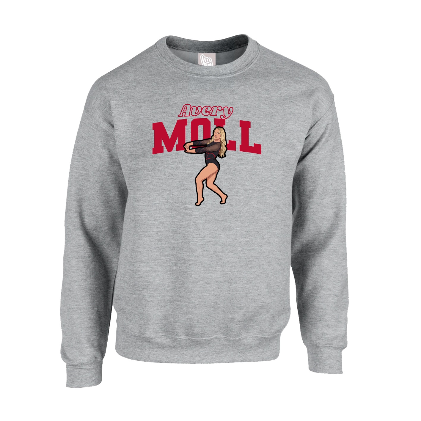 Fleece Crew — Name Arch in Grey