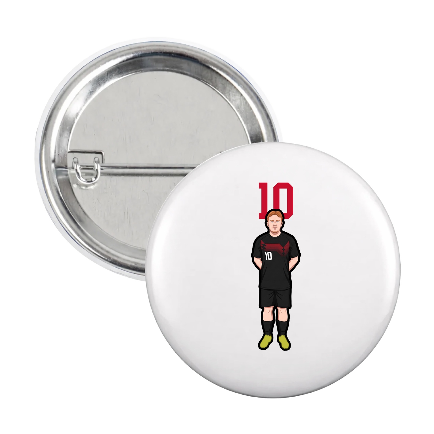 Game Day Button — Number Top in White