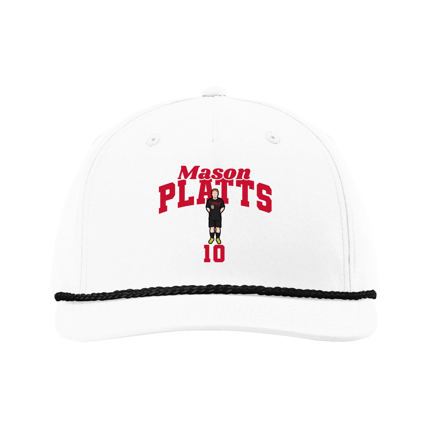Five-Panel Classic Rope Cap — Signature Arch in White