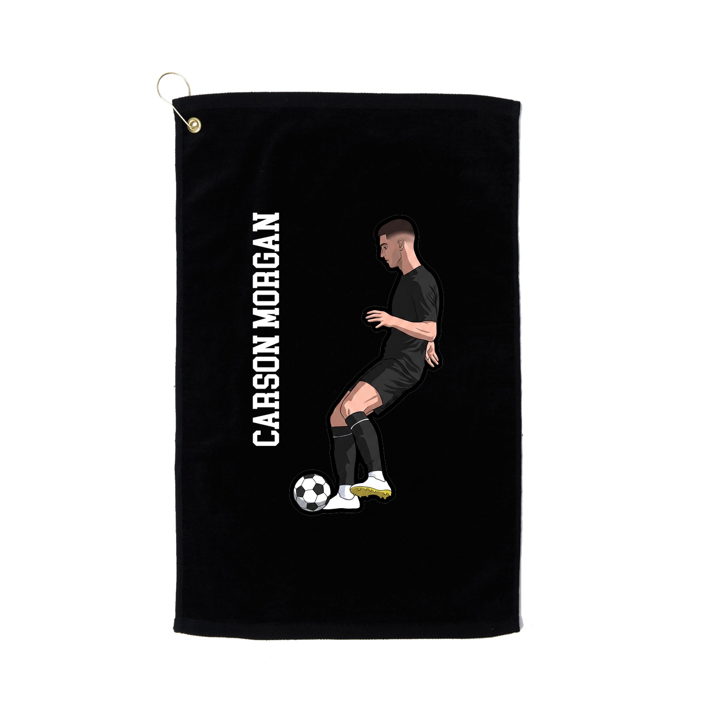 Golf Towel — Name Vertical in Black