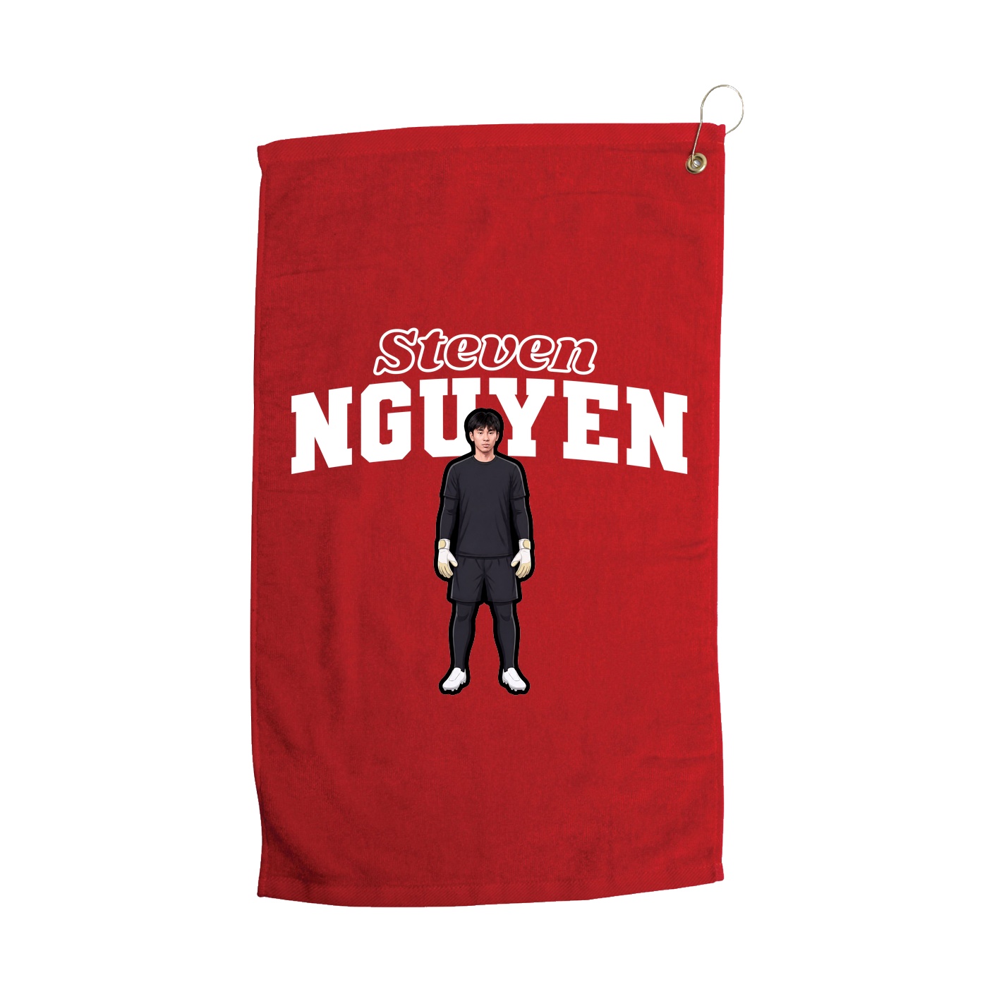 Golf Towel — Name Arch in Red