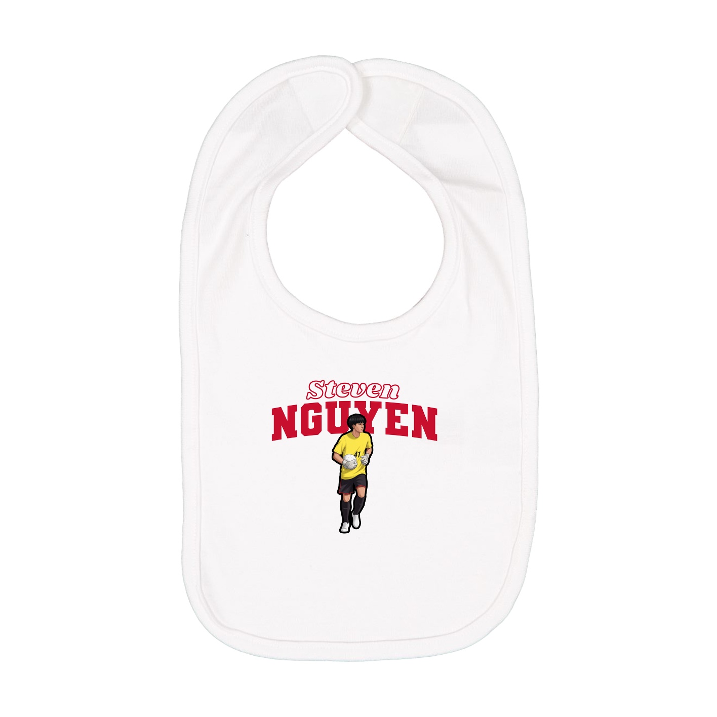 Infant Bib — Name Arch in White