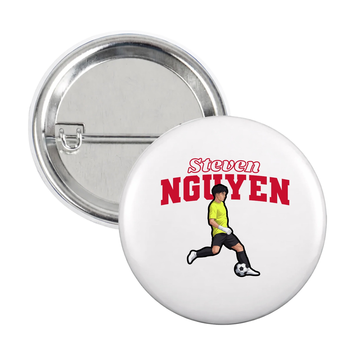 Game Day Button — Name Arch in White
