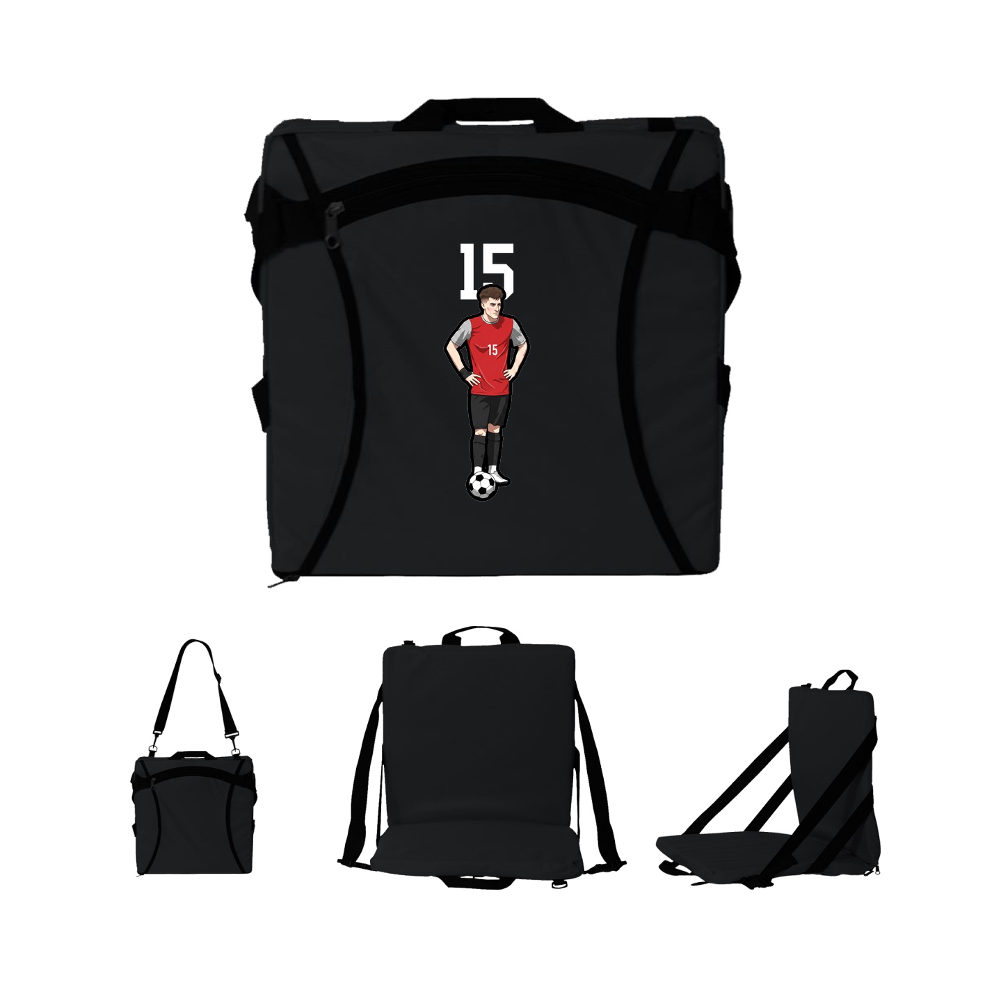 Folding Stadium Seat — Number Top in Black