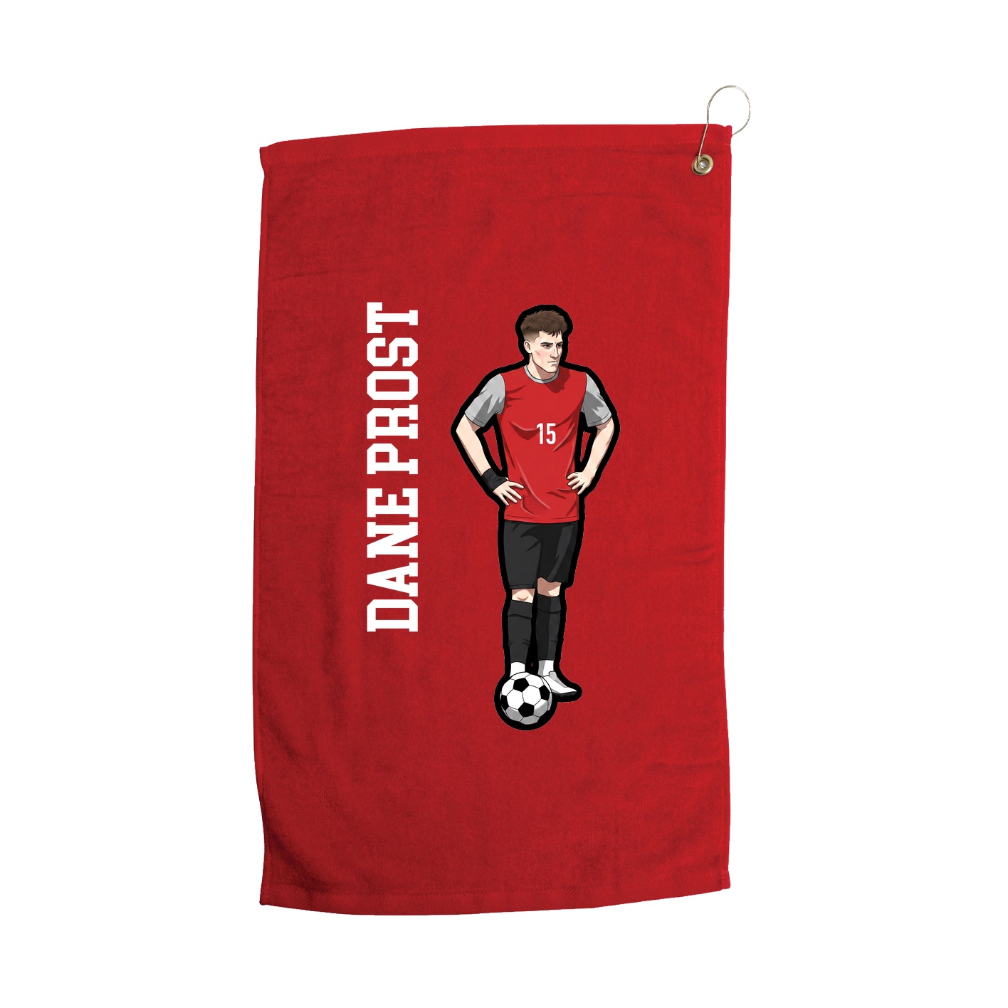 Golf Towel — Name Vertical in Red