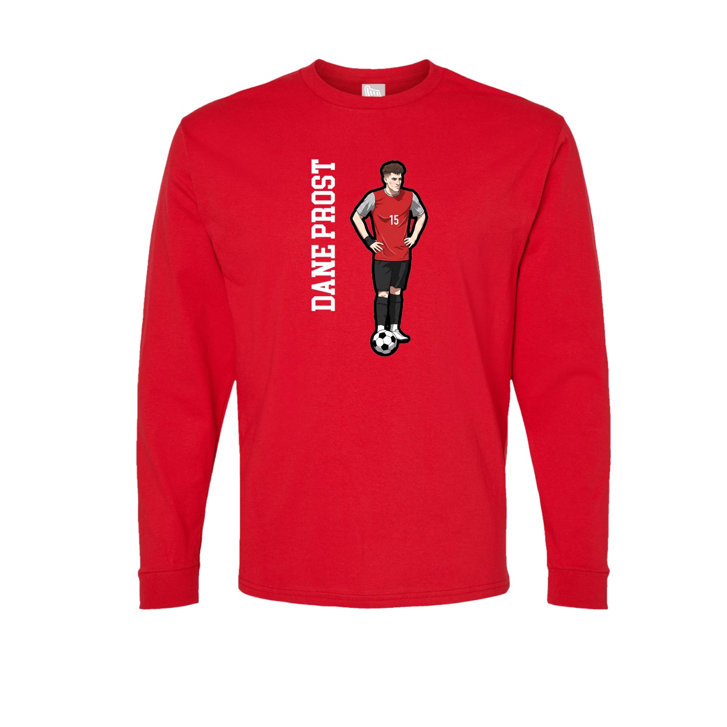 Long Sleeve Tee — Name Vertical in Red