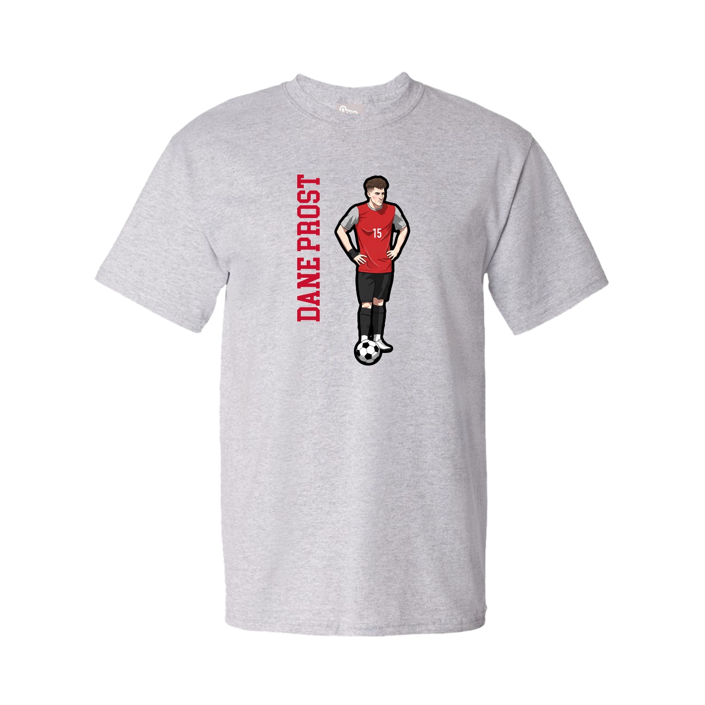 Youth Tee — Name Vertical in Grey