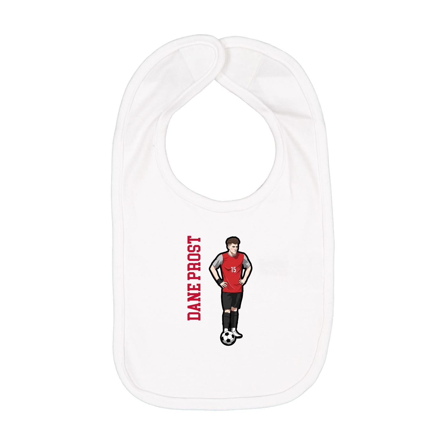 Infant Bib — Name Vertical in White
