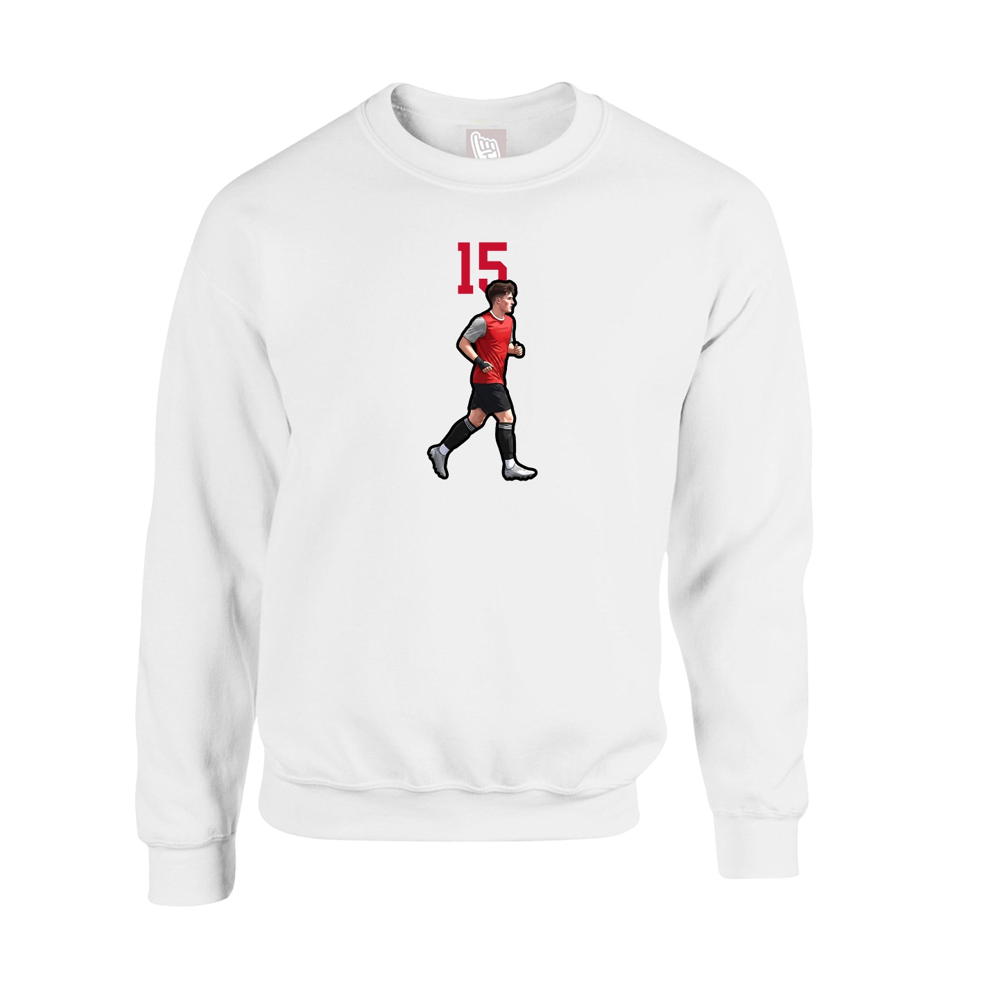 Fleece Crew — Number Top in White
