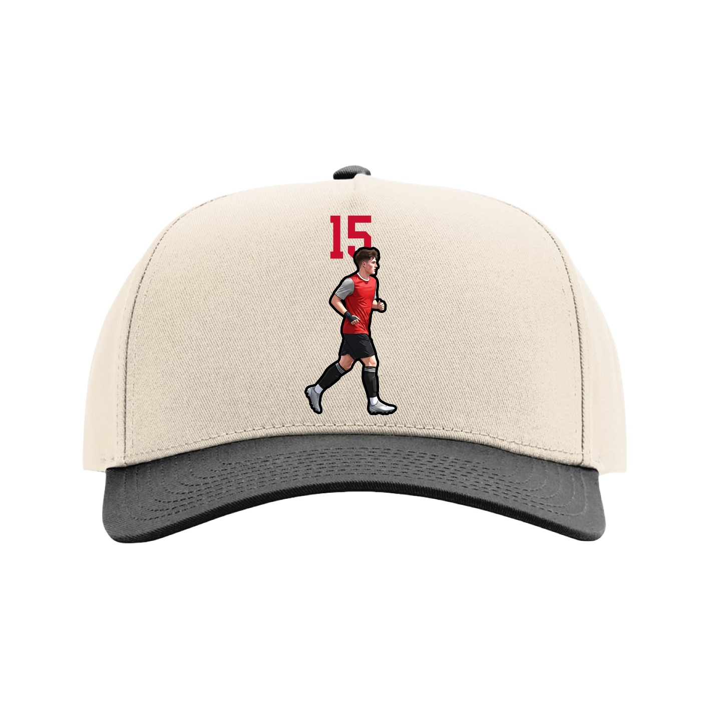 Full Fabric Five-Panel Champ Cap — Number Top in Cream/Black