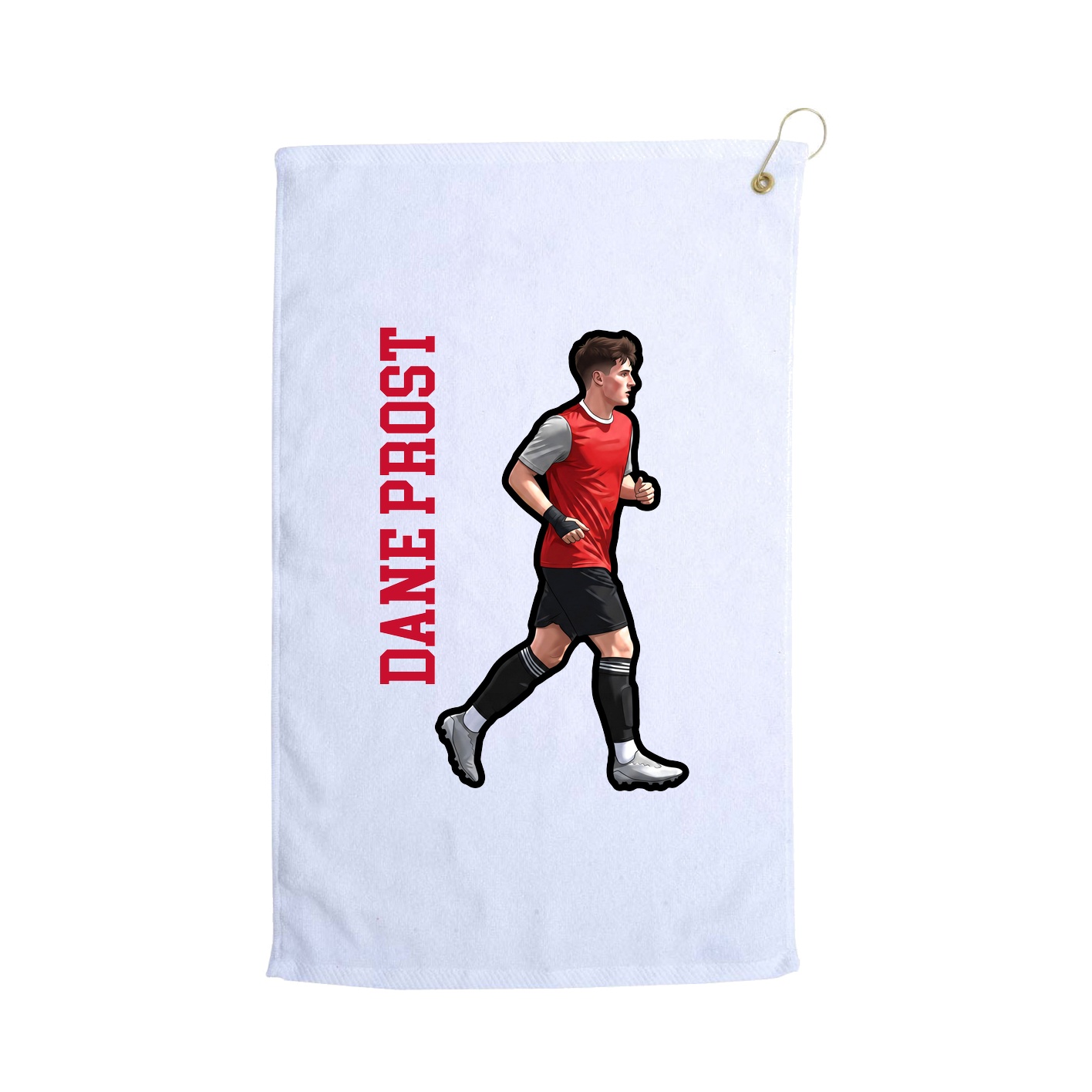 Golf Towel — Name Vertical in White