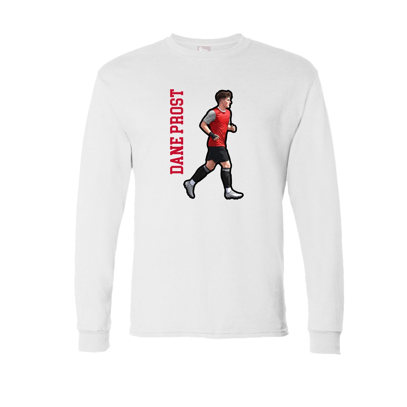 Long Sleeve Tee — Name Vertical in White