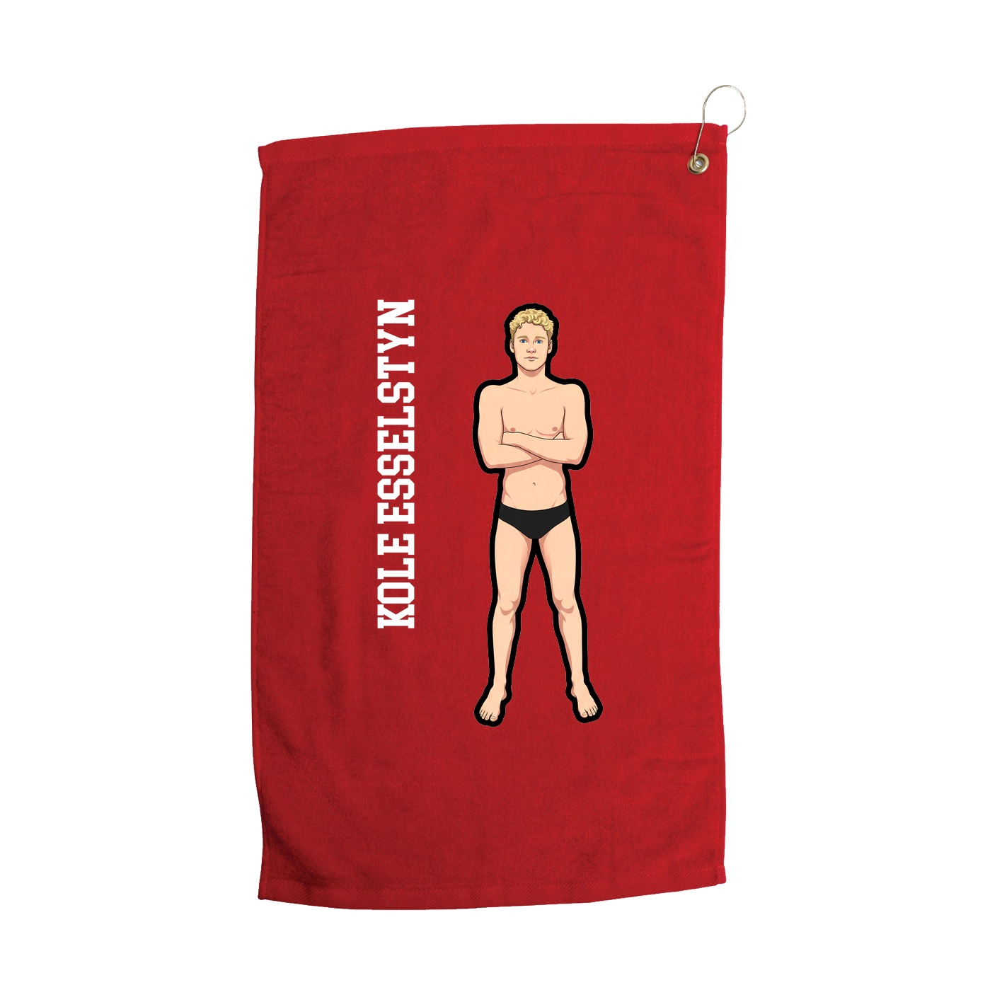 Golf Towel — Name Vertical in Red